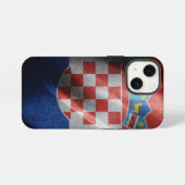 クロアチア シルク旗 iPhoneケース (裏面横)
