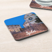 クロアチア，スプリットの階段と教会の夜景 コースター (左側)