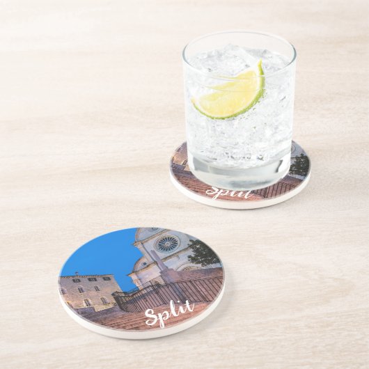 クロアチア,スプリットの階段と教会の夜景 コースター (側面)