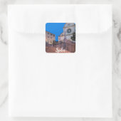 クロアチア,スプリットの階段と教会の夜景 スクエアシール (バッグ)