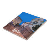 クロアチア，スプリットの階段と教会の夜景 タイル (側面)