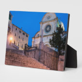 クロアチア，スプリットの階段と教会の夜景 フォトプラーク (側面)