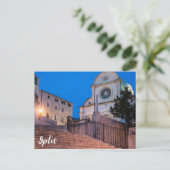 クロアチア,スプリットの階段と教会の夜景 ポストカード (スタンド正面)