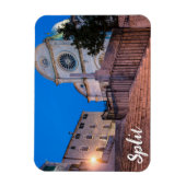 クロアチア，スプリットの階段と教会の夜景 マグネット (縦)