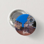 クロアチア,スプリットの階段と教会の夜景 缶バッジ (正面&裏面)