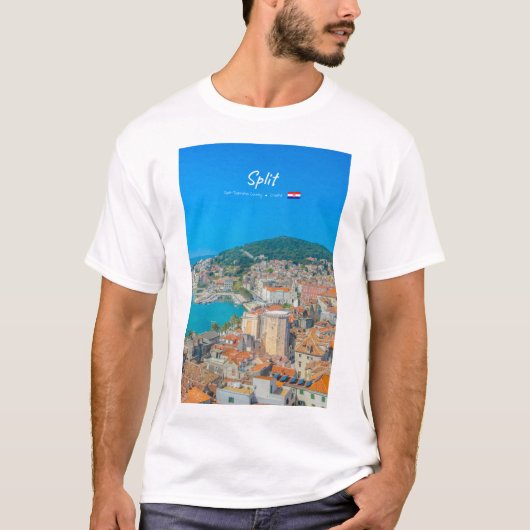クロアチア スプリト - 海辺の街 Tシャツ (正面)