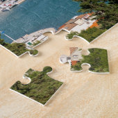 クロアチア・ダルマチアの海沿いの街スプリトの空中展望 ジグソーパズル (側面)