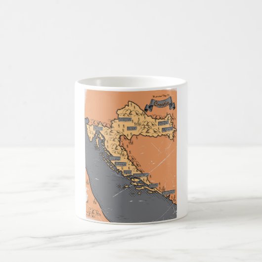 クロアチア ビンテージ 古地図 コーヒーマグカップ (中央)