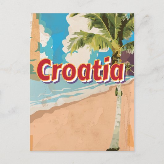 クロアチア ビンテージ 旅行ポスター ポストカード (正面)
