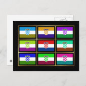 クロアチア マルチカラー フラッグ ポストカード (正面/裏面)