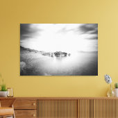 クロアチア，ラバクのビーチのB&W長期暴露 キャンバスプリント (インサイチュ (リビング))