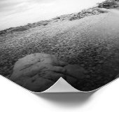 クロアチア，ラバクのビーチのB&W長期暴露 ポスター (角)