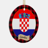 クロアチア、レッドバッファロープレイド&クロアチア国旗 セラミックオーナメント (右)