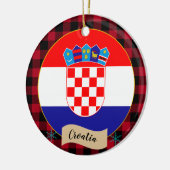クロアチア、レッドバッファロープレイド&クロアチア国旗 セラミックオーナメント (左)
