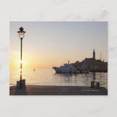 クロアチア、ロビンジの港から日没の眺め ポストカード (正面)