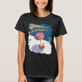 クロアチア ロヴラン ビーチパラソル レッド トラベル Tシャツ
