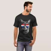 クロアチア 旗 ネコ 顔 サングラス クロアチア国旗 Tシャツ (正面フル)