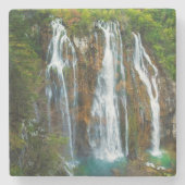 クロアチア、滝の高い景色 ストーンコースター (正面)