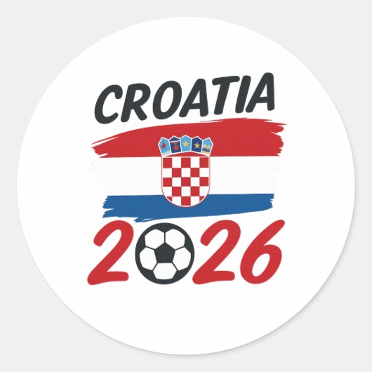 クロアチア 2026 サッカー ファン デザイン 国旗の色 ラウンドシール (正面)