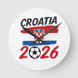 クロアチア 2026 サッカー ファン デザイン 国旗の色 ラウンド壁時計