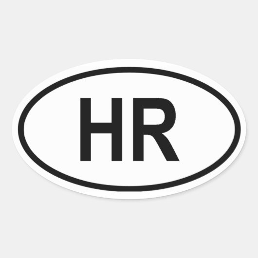クロアチア「HR」 楕円形シール (正面)