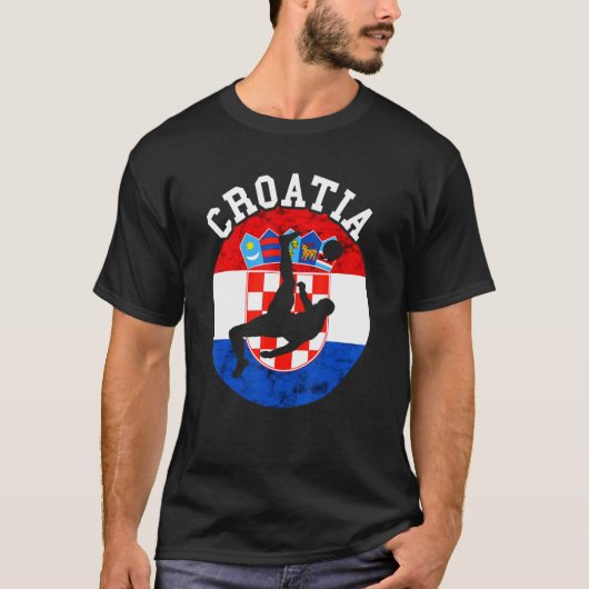 クロアチアHrvatskaサッカーチームクロアチア国旗クロアチア Tシャツ (正面)