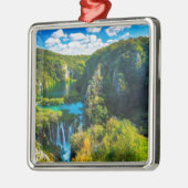 クロアチエレガントアの滝の景色 メタルオーナメント (左)