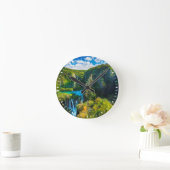 クロアチエレガントアの滝の景色 ラウンド壁時計 (ホーム)