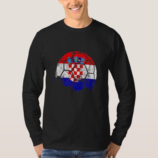 クロアチサッカーチームがクロアチア国旗を支援する足 Tシャツ (正面)