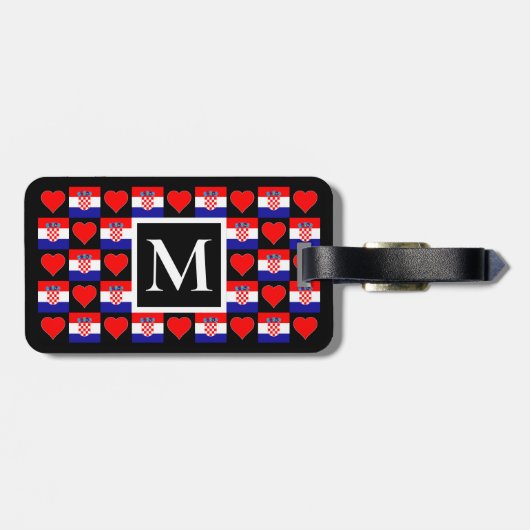 クロアチパーソナライズされたア国旗カスタムの文字 ラゲッジタグ (裏面横)