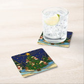 クロイソンアートお洒落フォレストクラシッククリスマス スクエアペーパーコースター (インサイチュ)