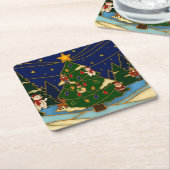 クロイソンアートお洒落フォレストクラシッククリスマス スクエアペーパーコースター (アングル)