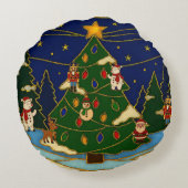 クロイソンアートお洒落フォレストクラシッククリスマス ラウンドクッション (裏面)