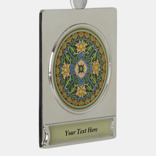 クロイソンヌ中国パタアジアンオリエンタル シルバープレートバナーオーナメント (右)