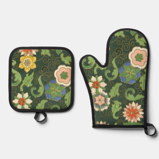 クロイソンヌ中国パタアジアンオリエンタル 鍋つかみ&鍋敷きセット (正面)