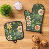 クロイソンヌ中国パタアジアンオリエンタル 鍋つかみ&鍋敷きセット (トップダウン)