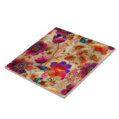 クロイソンピンククリームフローラルパターンタイル タイル (側面)