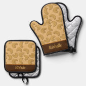 クロイフランスのサンツパターン（の模様が）ある名前をカスタムする 鍋つかみ&鍋敷きセット (正面/裏面)