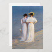 クロイヤー - スカゲンのビーチでの夏の夕方（クローズアップ） 招待状 (正面/裏面)