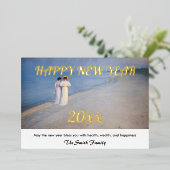 クロイヤー - 新年のご挨拶とスカゲンのビーチ 箔シーズンカード (立ち正面)