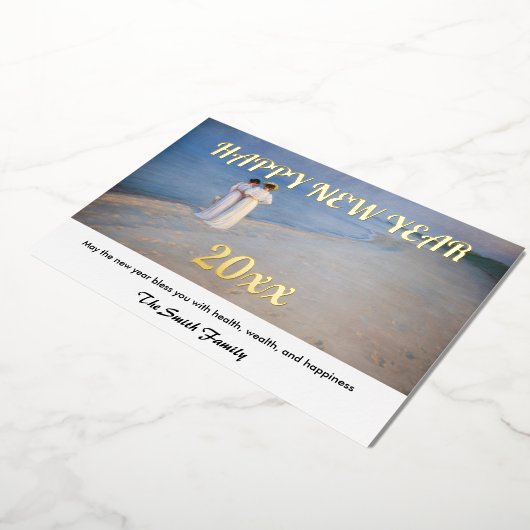 クロイヤー - 新年のご挨拶とスカゲンのビーチ 箔シーズンカード (回転した状態)