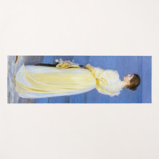 クロイヤー - 海岸で愛妻と愛犬を描く ヨガマット (正面(横))