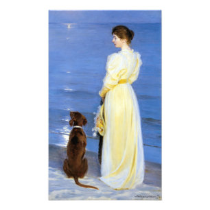 クロイヤー - 画家の妻と犬の海岸 フォトプリント           