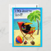 クロウおもしろいビーチバケーションハガキ ポストカード (正面/裏面)