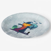 クロウとフクロウのこうもり付きハロウィンかかし ペーパープレート (アングル)