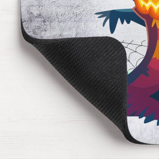 クロウとフクロウのこうもり付きハロウィンかかし マウスパッド (コーナー)