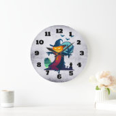 クロウとフクロウのこうもり付きハロウィンかかし ラージ壁時計 (ホーム)