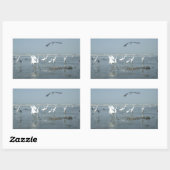 クロウと白ツル:自然のコントラスト 長方形シール (シート)