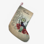 クロウエレガントとヴィンテージバラ スモールクリスマスストッキング (正面 (吊り時))