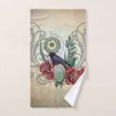 クロウエレガントとヴィンテージバラ バスタオルセット (ハンドタオル)